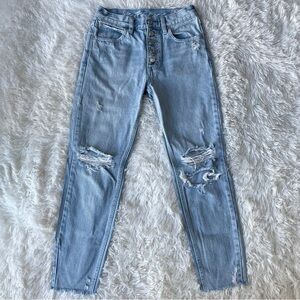 Free People We the Free Distressed Rigid High Rise Straight Leg Jeans
